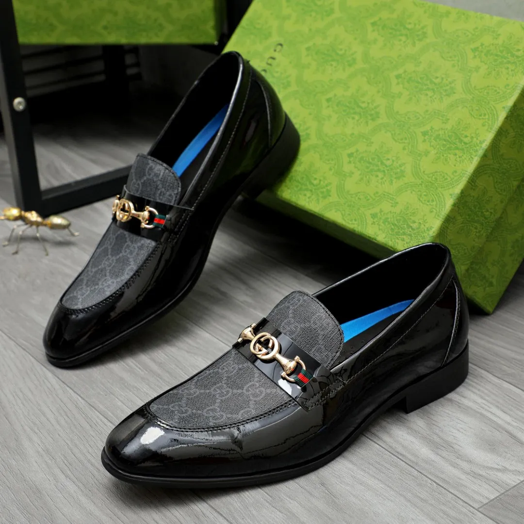 Men's shoes 💰480 Product trademark: GUCCI "Gucci" business slip-on leather shoes Regular size: 38-44 45 custom-made Product materials: Selected patent cowhide splicing printed upper, cowhide lining, original outsole